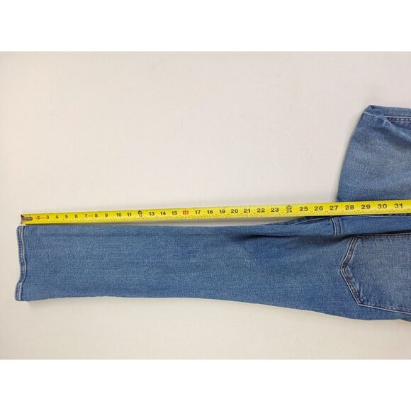 Madewell Size 25X27 Women Cali Demi Boot Blue Denim Embroidered Logo Denim Jeans - Picture 2 of 13